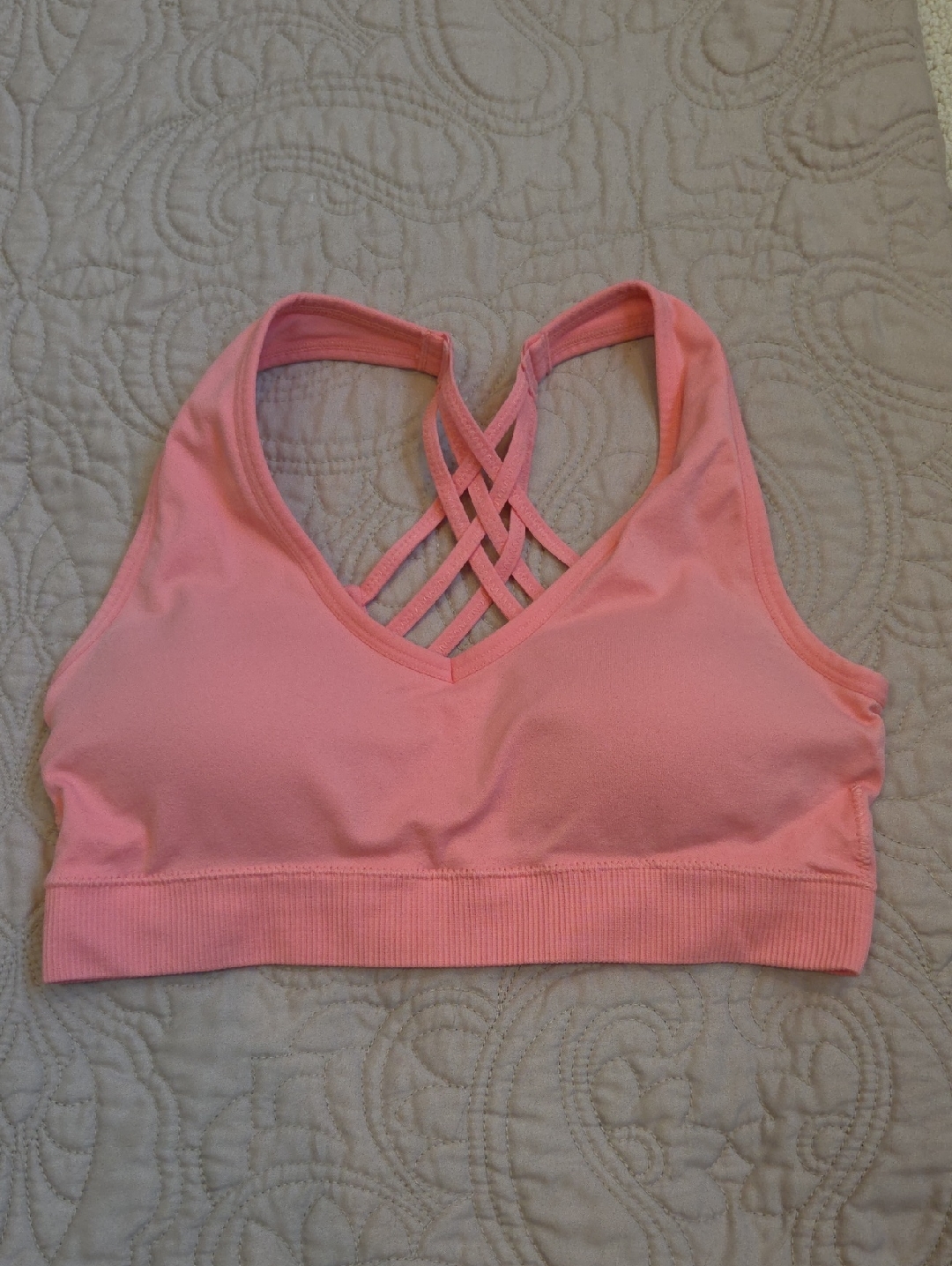 Women's Pink Strappy Back Sports Bra